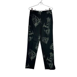 Eric Casual abstract print pattern black pants stretch cotton Y2K size 4